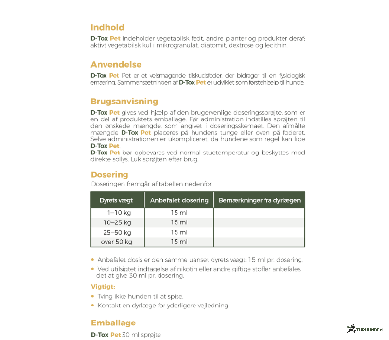 D-Tox Pet  Frstehjlp ved forgiftning hos hunde