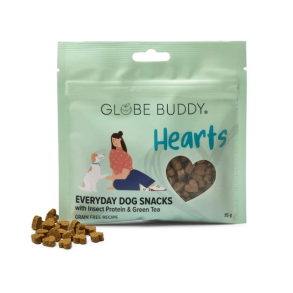 Globe Buddy Hearts � Everyday Dog Snacks med insektprotein og gr�n te