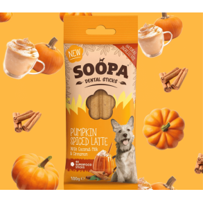Soopa Dental Sticks - Pumpkin & Spiced Latte, Coconut Milk & Cinnamon