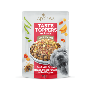 Applaws Dog Taste Toppers - Oksekd med Grnne Bnner, Sd Kartofler og Rd Peberfrugt i Bouillon